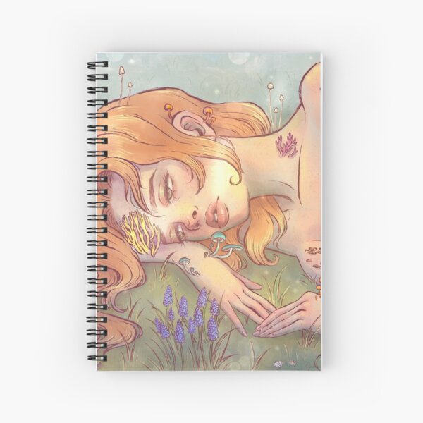 Sleepy Mushroom Woman Spiral Notebook
