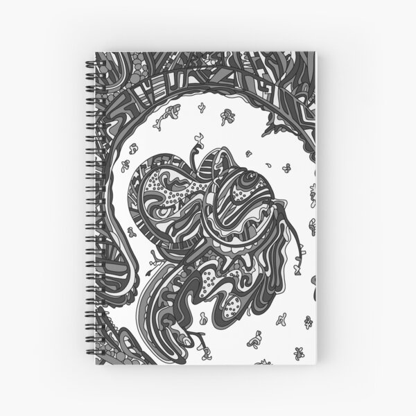 Wandering Abstract Line Art 50: Grayscale Spiral Notebook