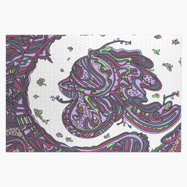 Wandering Abstract Line Art 50: Pink Jigsaw Puzzle