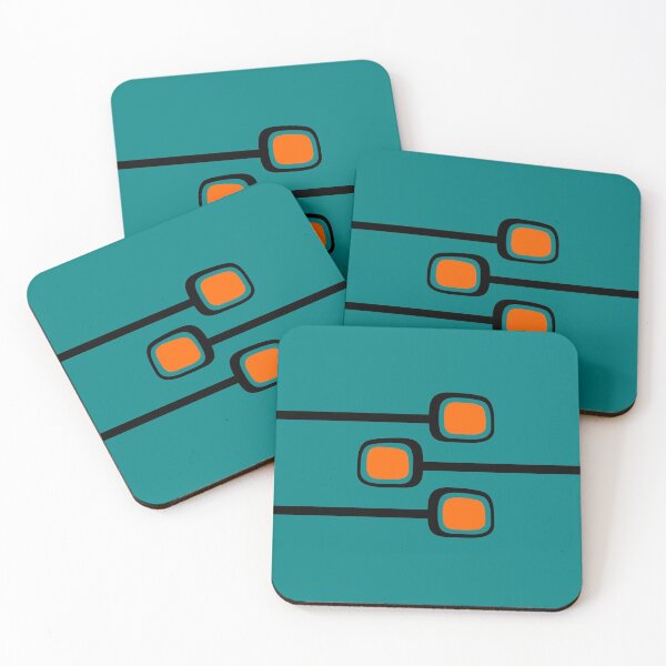 Item preview, Retro Branches Black and Orange on Teal Mid Century Modern Print designed and sold by RetroTrend.