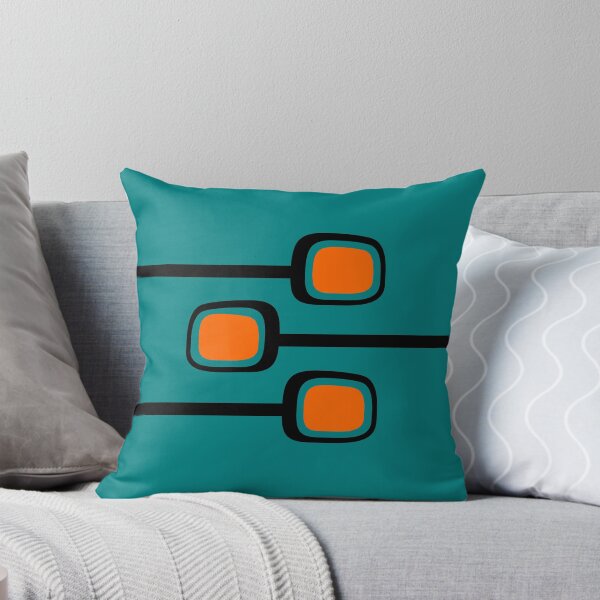 Item preview, Retro Branches Black and Orange on Teal Mid Century Modern Print designed and sold by RetroTrend.