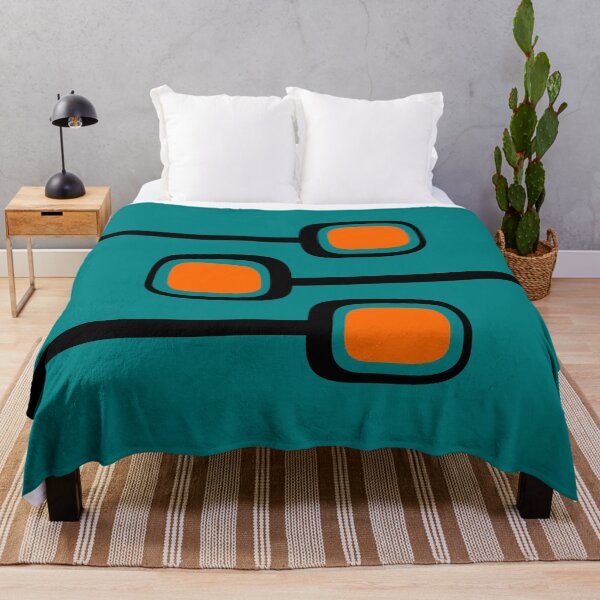 Item preview, Retro Branches Black and Orange on Teal Mid Century Modern Print designed and sold by RetroTrend.