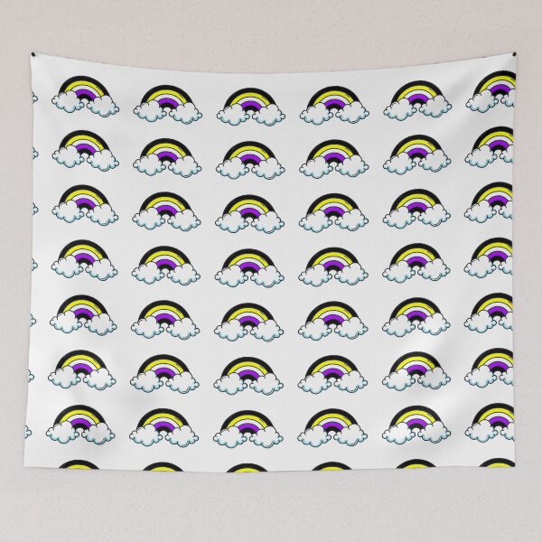 Item preview, Subtle Nonbinary Pride Rainbow and Clouds. Nonbinary rainbow designed and sold by tiredandbored.