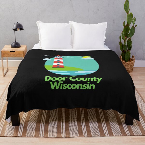 Item preview, Door County Wisconsin Lighthouse Red White With Sun Graphic Drawing Design Lake Michigan Travel Vacation Camping designed and sold by fineartprints1.