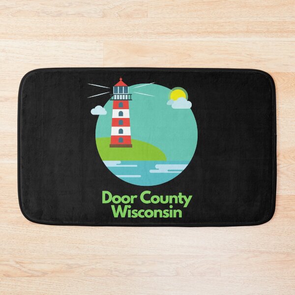 Item preview, Door County Wisconsin Lighthouse Red White With Sun Graphic Drawing Design Lake Michigan Travel Vacation Camping designed and sold by fineartprints1.
