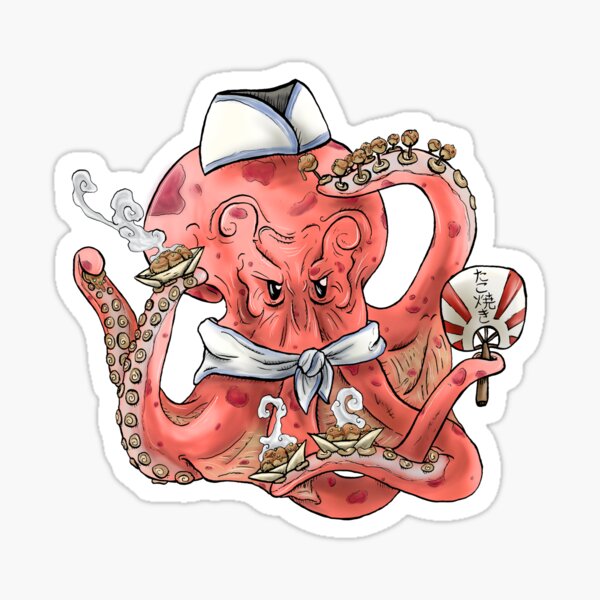 Roter Takoyaki Oktopus Sticker