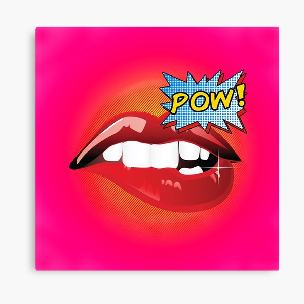 Pow! Sexy lips comics action word Pop Art Canvas Print