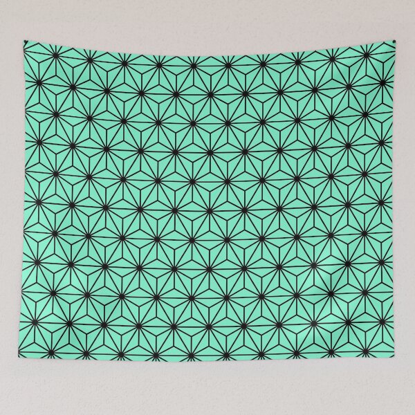 Item preview, Aquamarine Asanoha - Japanese Traditional Pattern designed and sold by KinitaDesign.