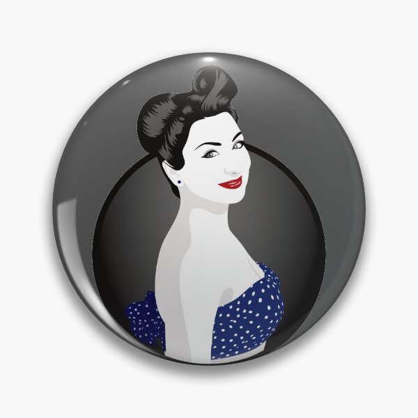Item preview, Pin Up Girl | Louisa - Blue & Grey designed and sold by ladyfacecreates.