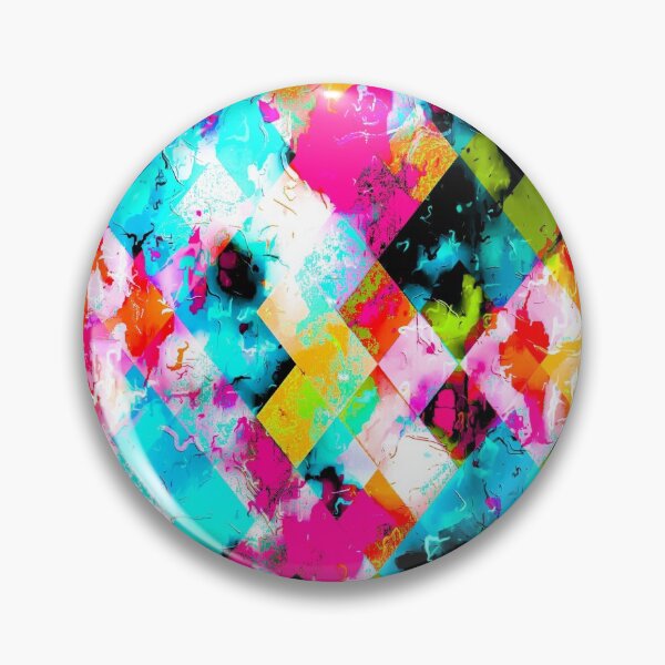 Item preview, colorful geometric pixel square pattern abstract background in pink blue orange designed and sold by Mrvell.