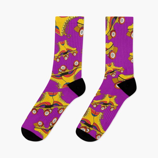 Item preview, Retro Roller Skates Yellow on Fuschia designed and sold by Old Urban Farmhouse Design Studio.