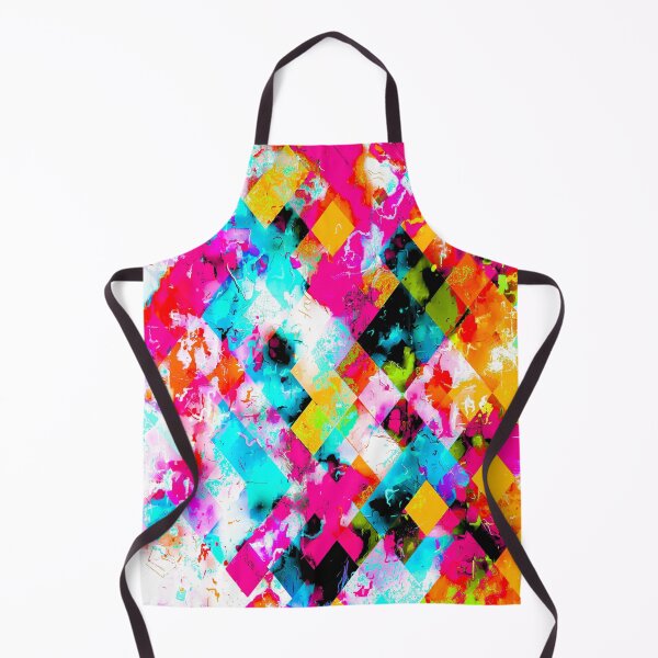 Item preview, colorful geometric pixel square pattern abstract background in pink blue orange designed and sold by Mrvell.