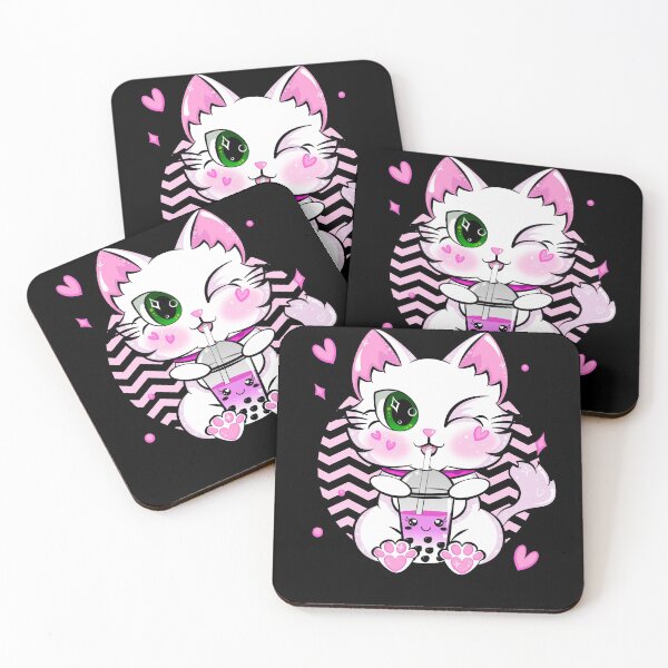 Item preview, Kawaii Boba Tea Cat Bubble Retro Style Anime Strawberry designed and sold by ZNOVANNA.