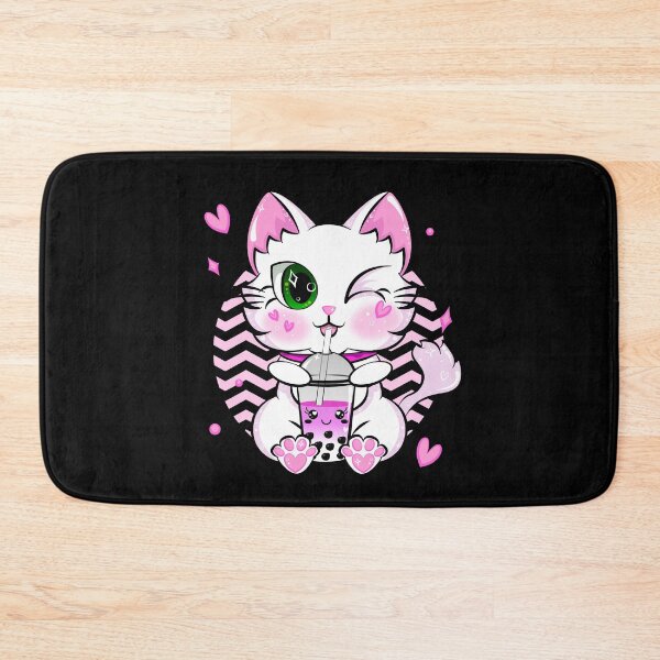 Item preview, Kawaii Boba Tea Cat Bubble Retro Style Anime Strawberry designed and sold by ZNOVANNA.