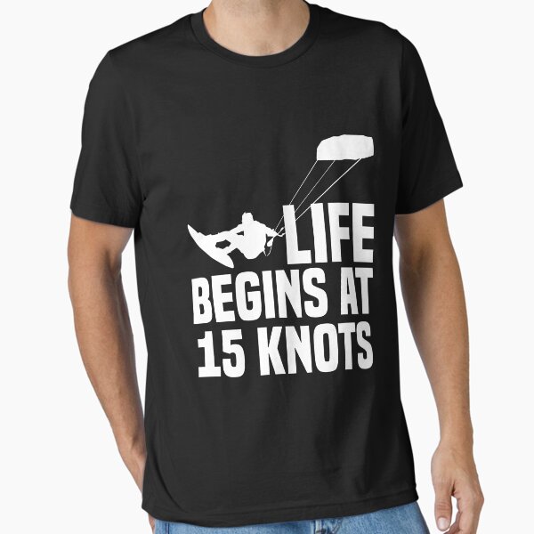 Item preview, La vie commence à 15 nœuds Kite Kite Flying Kiteboarder designed and sold by Nessshirts.