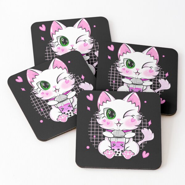 Item preview, Kawaii Neko Cat Pink Japanese Bubble Tea Kitty Boba Drink designed and sold by ZNOVANNA.