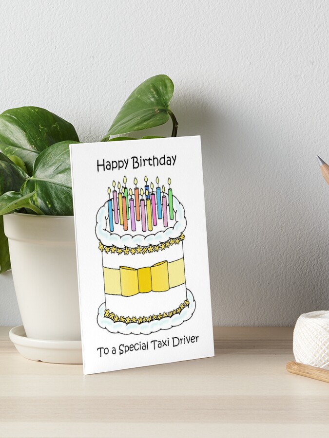 Lámina rígida «Velas y pastel de feliz cumpleaños taxista» de KateTaylor |  Redbubble