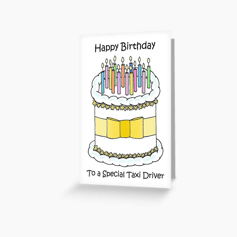 Tarjetas de felicitación «Velas y pastel de feliz cumpleaños taxista» de  KateTaylor | Redbubble