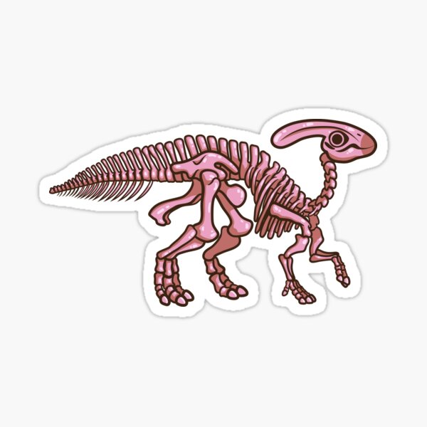 Pink Parasaurolophus Skeleton Sticker