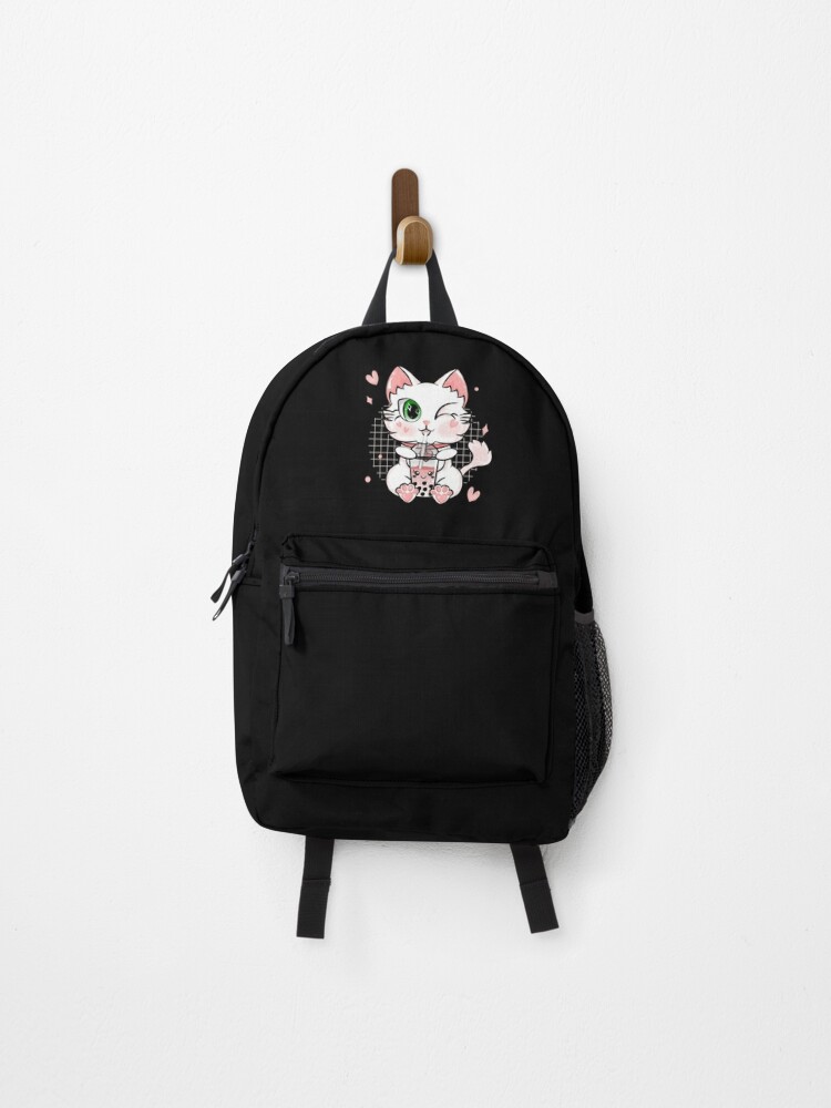 Kawaii Cat Backpack Black