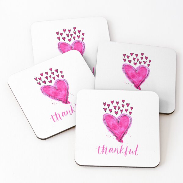 Item preview, Thankful Heart, Blessings, Pink Heart, Hand-lettered designed and sold by MostHighDesigns.