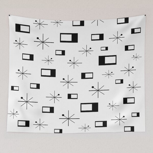 Item preview, Atomic Age Starburst Galaxy Print in Black and White designed and sold by RetroTrend.