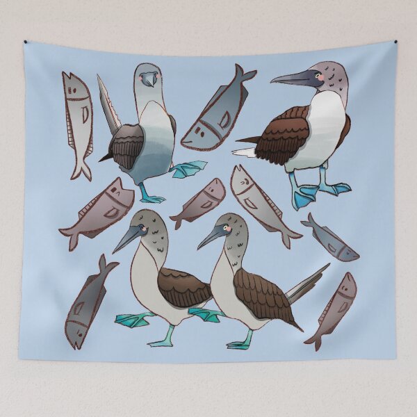 Item preview, Blue Footed Booby - Blue and Grey Bird Illustration Pattern designed and sold by TheRainbowRoom.