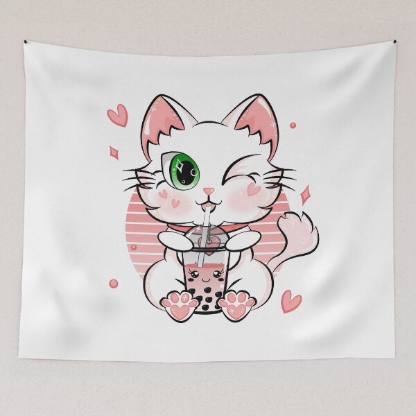 Item preview, Japanese Kawaii Kitty Cute Bubble Tea Cat Boba Tea designed and sold by ZNOVANNA.