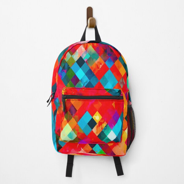 Item preview, geometric pixel square pattern abstract background in red blue designed and sold by Mrvell.