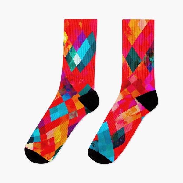 Item preview, geometric pixel square pattern abstract background in red blue designed and sold by Mrvell.