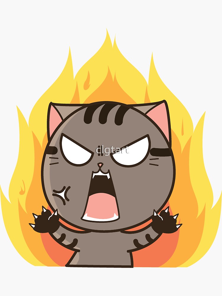 FREEBIES Die Cut Cute Angry Cat Sticker Sticker PVC / 