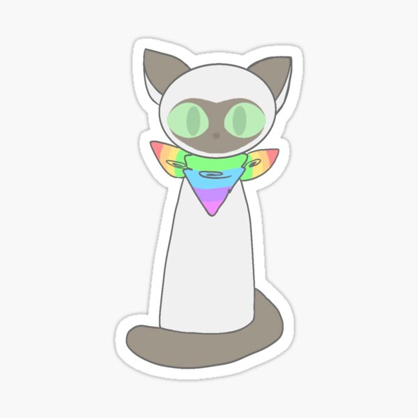 Siamese cat with a rainbow bandana Sticker
