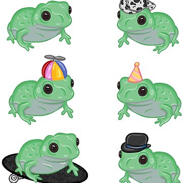 Cute Beach Frog Sticker Set