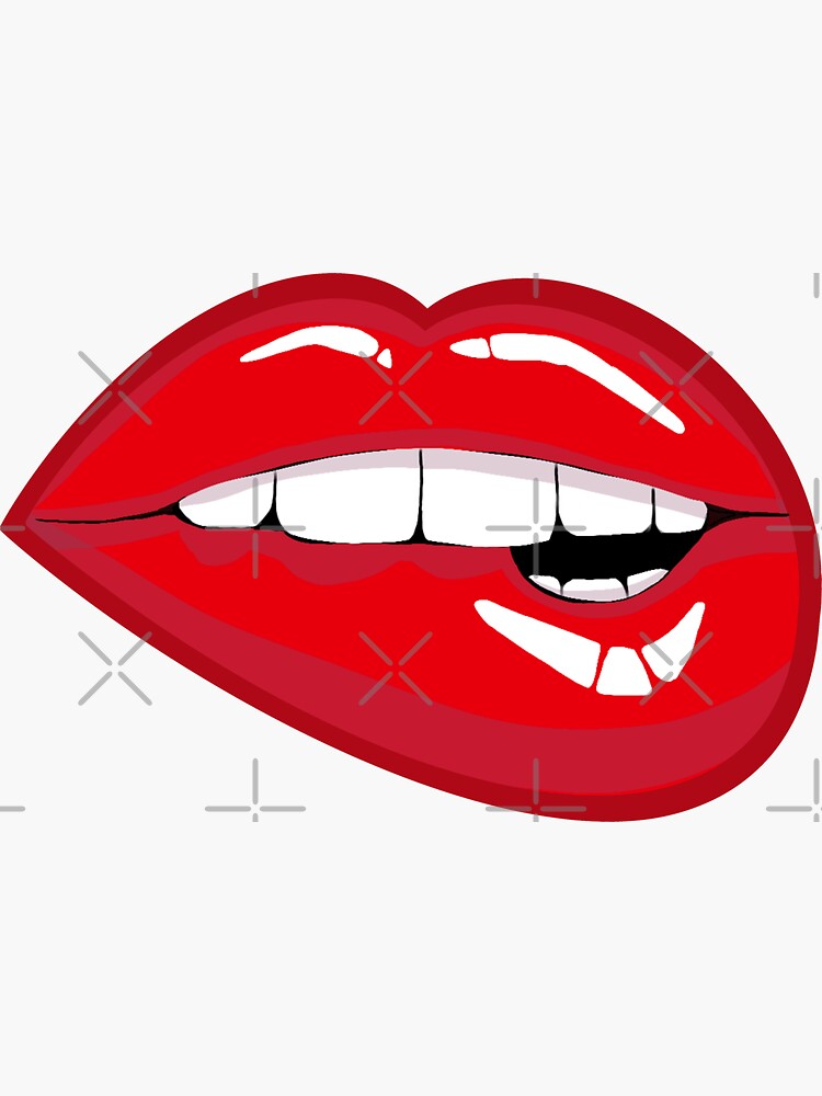 Red Biting Lip Emoji Sticker For Sale By Shmitenz Redbubble