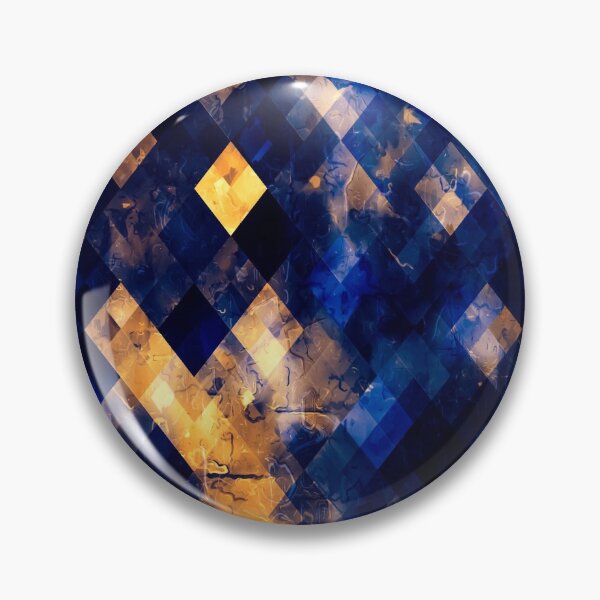 Item preview, geometric pixel square pattern abstract art in blue brown orange designed and sold by Mrvell.