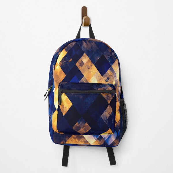 Item preview, geometric pixel square pattern abstract art in blue brown orange designed and sold by Mrvell.