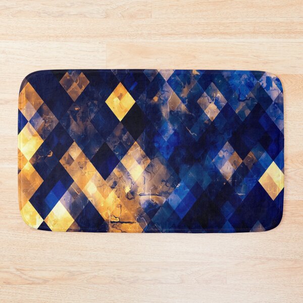 Item preview, geometric pixel square pattern abstract art in blue brown orange designed and sold by Mrvell.
