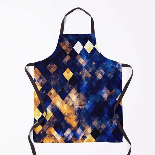 Item preview, geometric pixel square pattern abstract art in blue brown orange designed and sold by Mrvell.