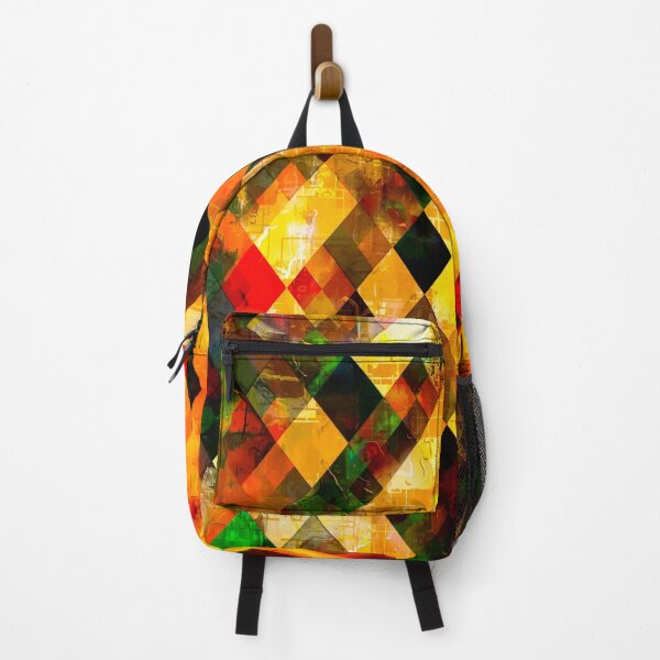 Item preview, geometric pixel square pattern abstract art in brown green red designed and sold by Mrvell.
