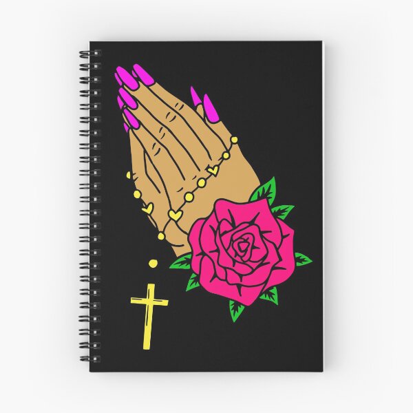 Item preview, Girly Praying Hands with Pink Rose and Gold Cross designed and sold by TheCraftyDrunkCo.