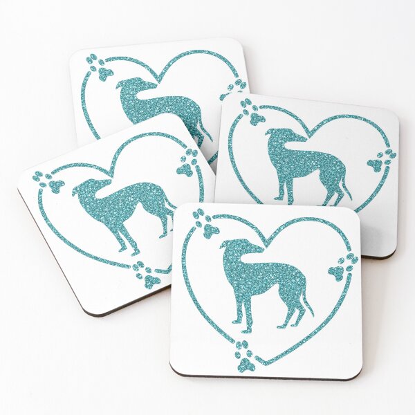 Item preview, Greyhound Heart Paw Prints Aqua Teal Glitter-look designed and sold by GreytGraphicals.