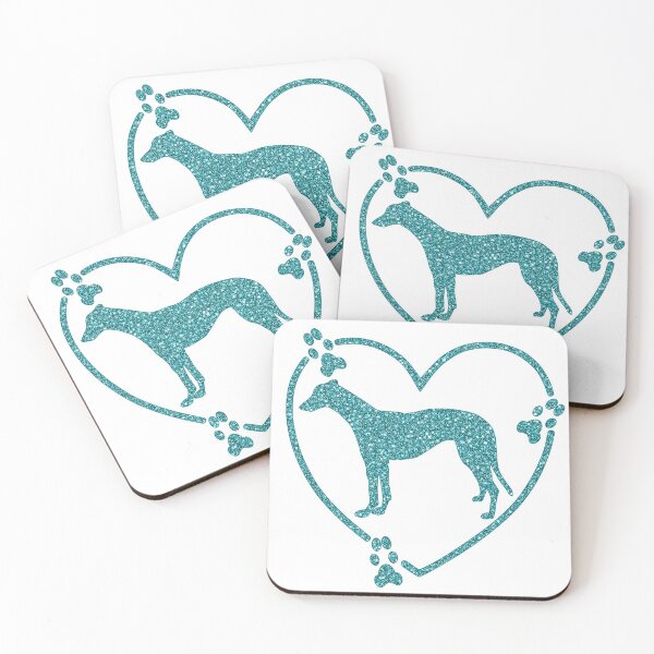 Item preview, Greyhound Standing Heart Paw Prints Teal Glitter-look designed and sold by GreytGraphicals.