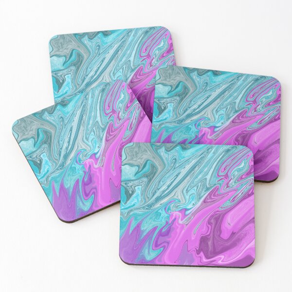 Item preview, Pink teal liquid art pattern designed and sold by headtrackerart.