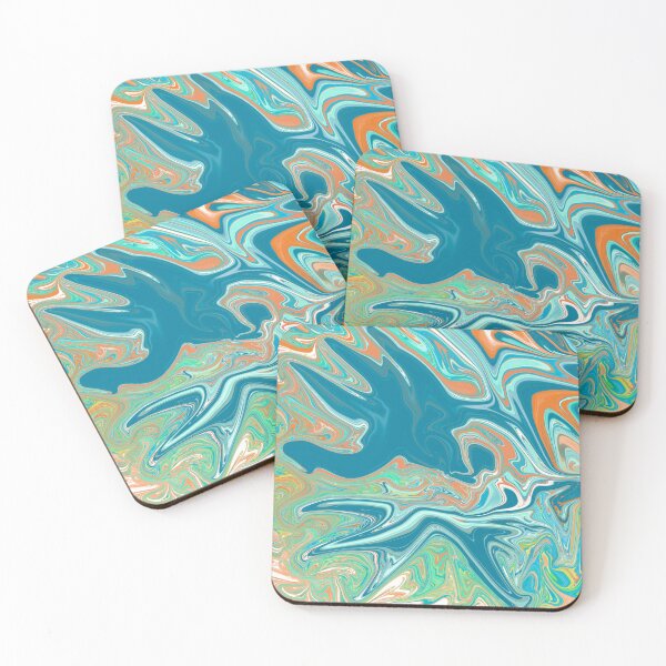 Item preview, Teal yellow orange liquid art designed and sold by headtrackerart.