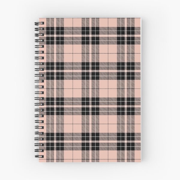 Item preview, Plaid Tartan Seashell Pink Black White Twill Fabric designed and sold by LoreliDesigns.