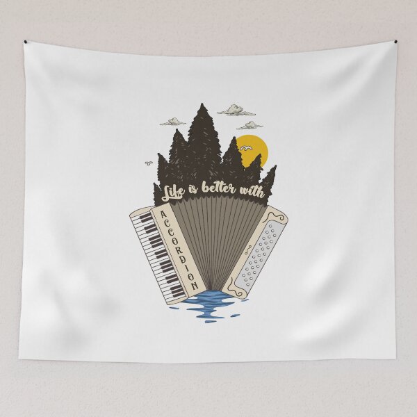 Item preview, Vintage Accordion Player Instrument Landscape Art designed and sold by MrEddie10.