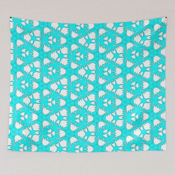 Item preview, Turquoise and White Crazy Doodle Repeat Pattern designed and sold by LaRoach Digital Arts.