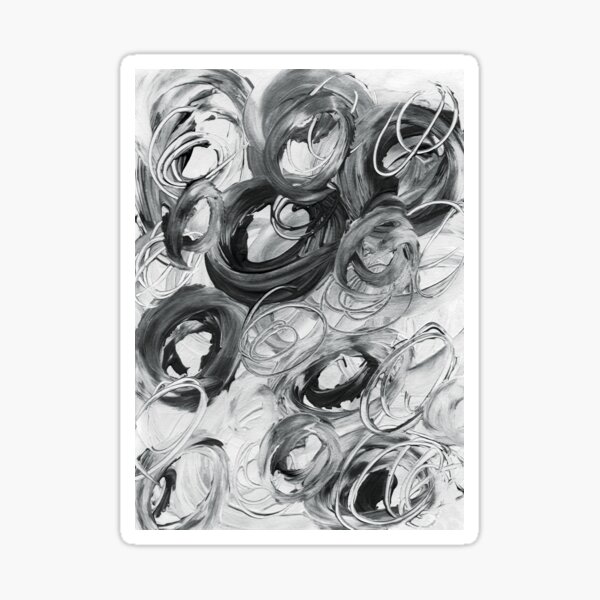 Tourbillon de Cercles noir et blanc, ton de gris Sticker