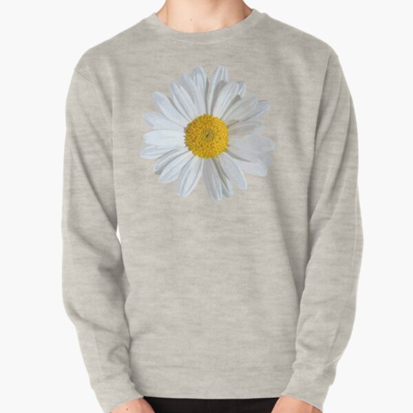 Weiße Margeriten Blüte auf blau Pullover
