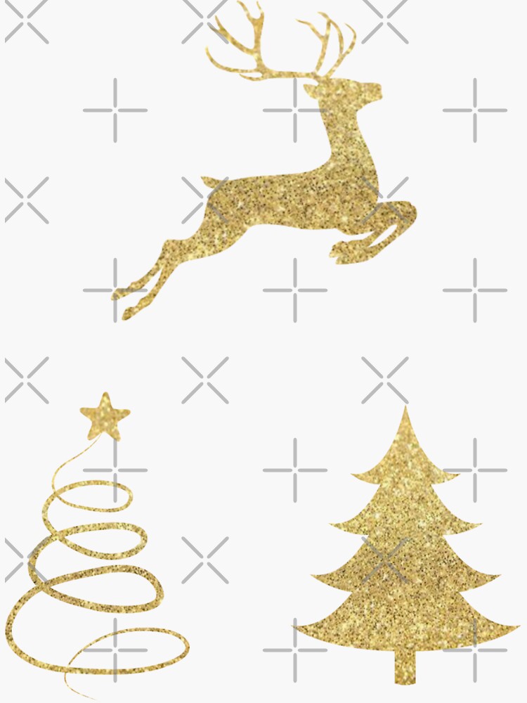 2.5” x 50YD Gold Deer/Snowflake/Tree Glitter Christmas Ribbon